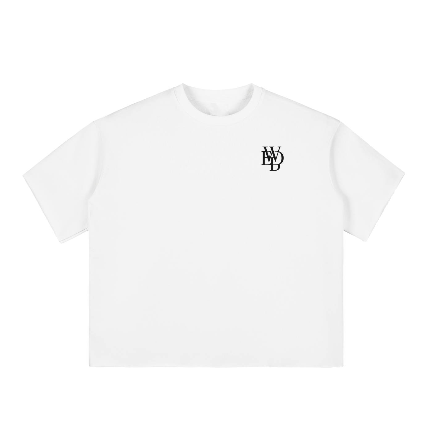 Boxy Half-Sleeve Raw-Edge T-Shirt