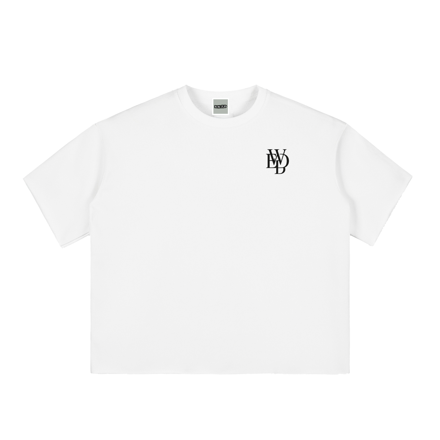 Boxy Half-Sleeve Raw-Edge T-Shirt