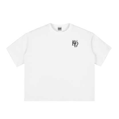 Boxy Half-Sleeve Raw-Edge T-Shirt